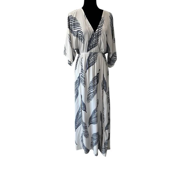 Baltic Born Cornith Maxi Dress Size MEDIUM Blue White Tropical Beach Wrap - Picture 1 of 11